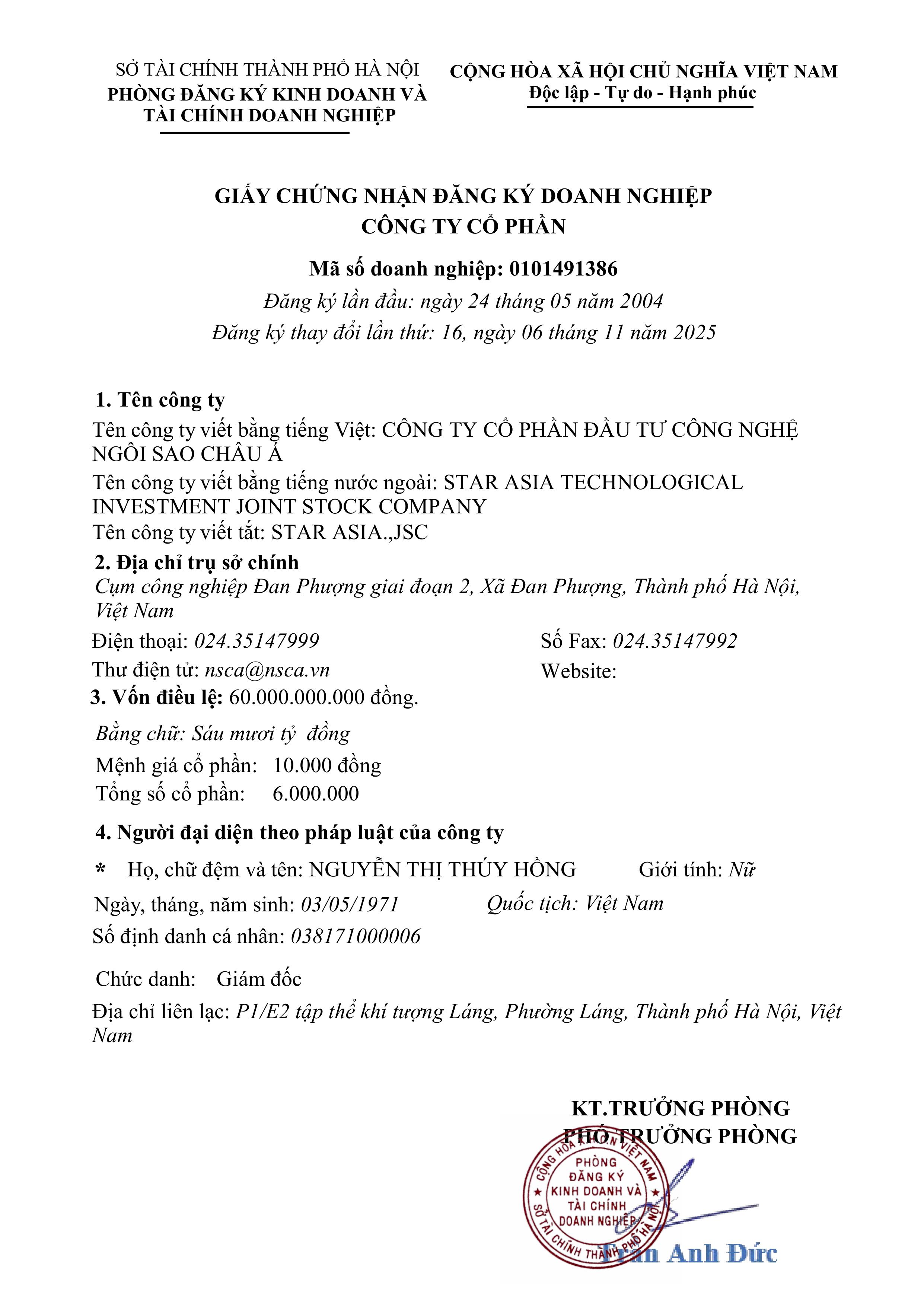 Chứng nhận Đăng ký kinh doanh